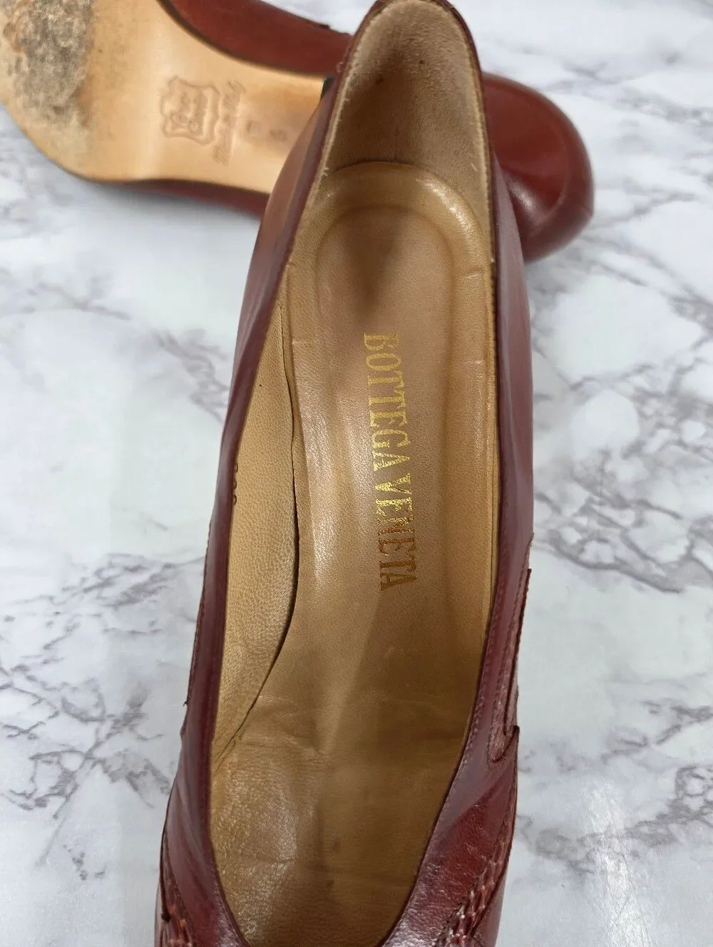 Bottega Veneta Vintage Leather Pumps Heels with Lizard Inset Design